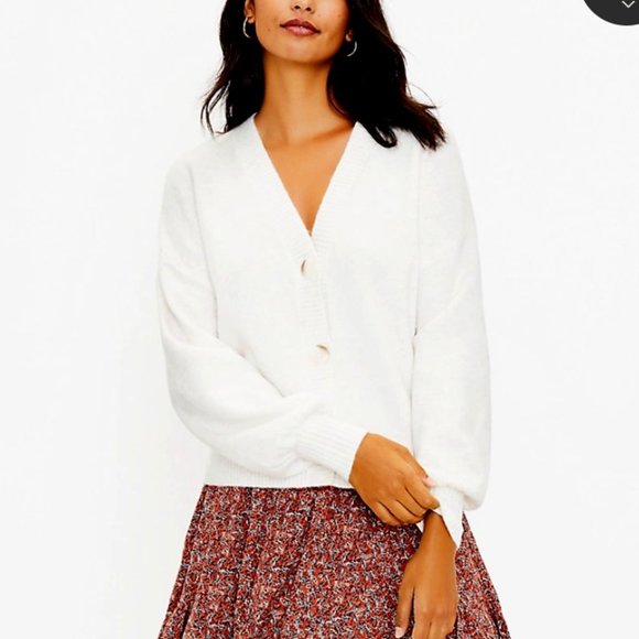 NWT Loft Petite XXS White relaxed Cardigan - Picture 1 of 1